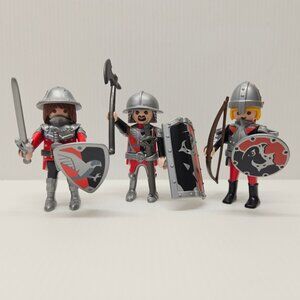 Playmobil Add-On Knights Medieval Falcon Guards Red Black Lot 3 Figures 6381